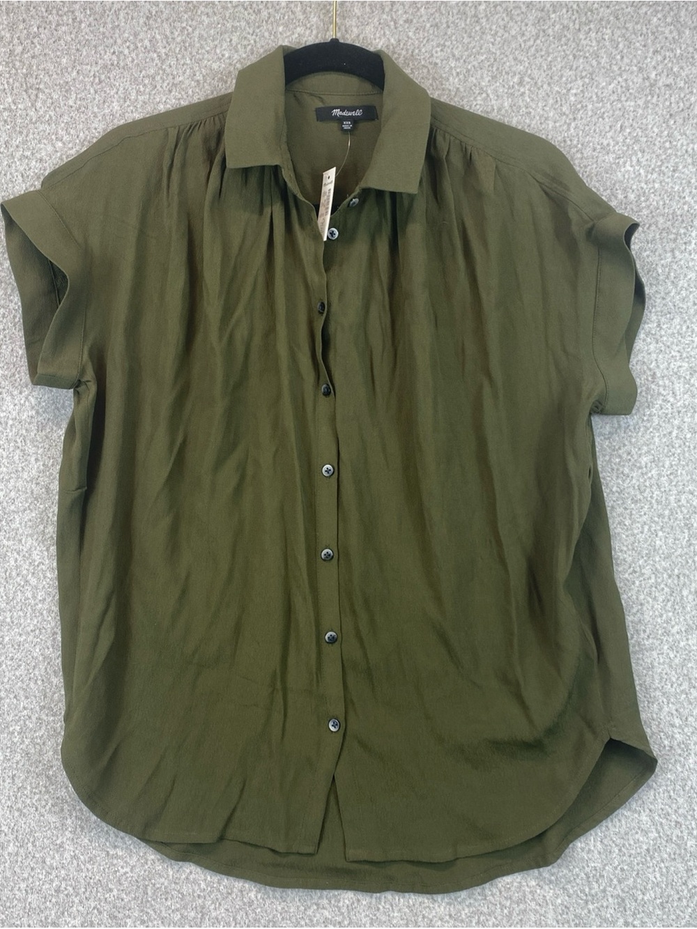 Madewell Central XXS Olive Green Sleeveless Button Up Blouse Preppy Casual